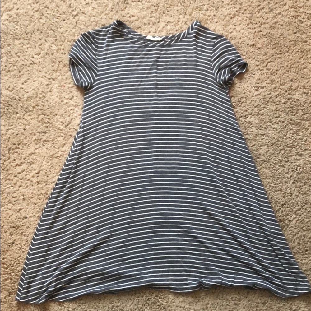 Grey and white T-shirt dress